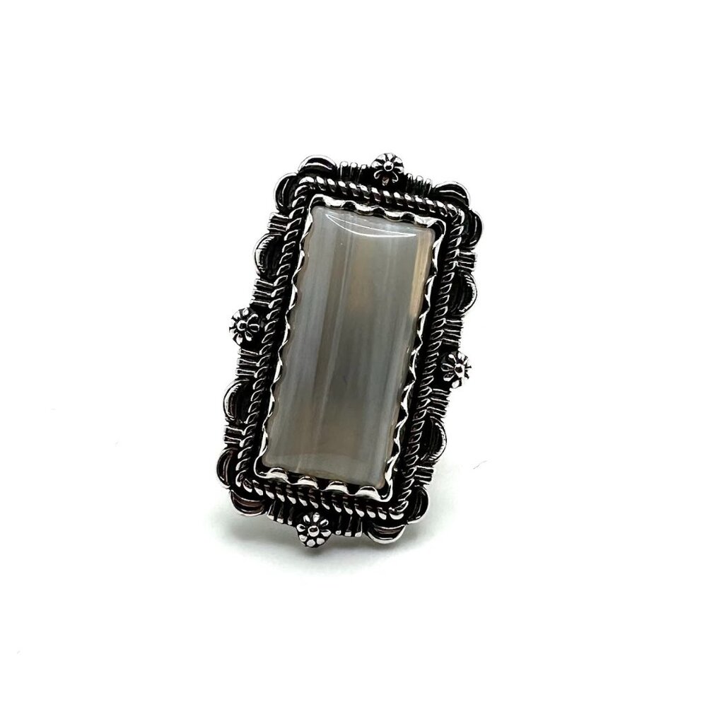 American West Sterling Silver Rectangular Gray Ag… - image 2